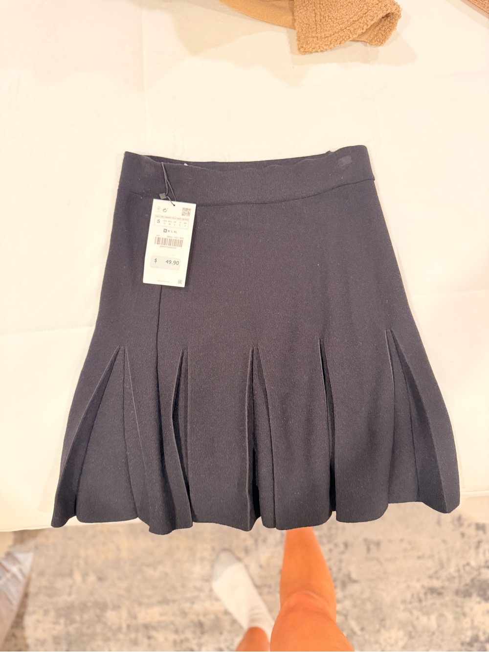 Zara Black Pleated Skater Skirt